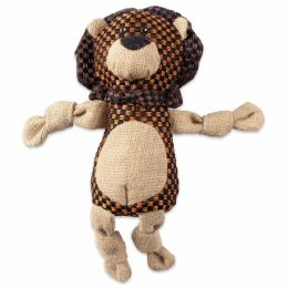 Bone Dry Lion With Squeaker Burlap Pet Toy